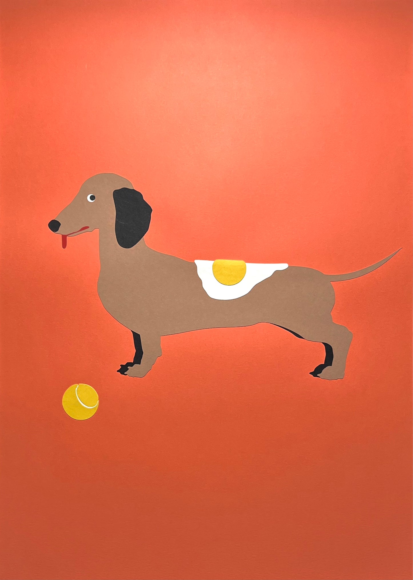 Dachshund with Tennisball and Fried Egg