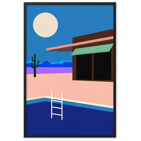 Framed Fine Art Print – Desert House by Night