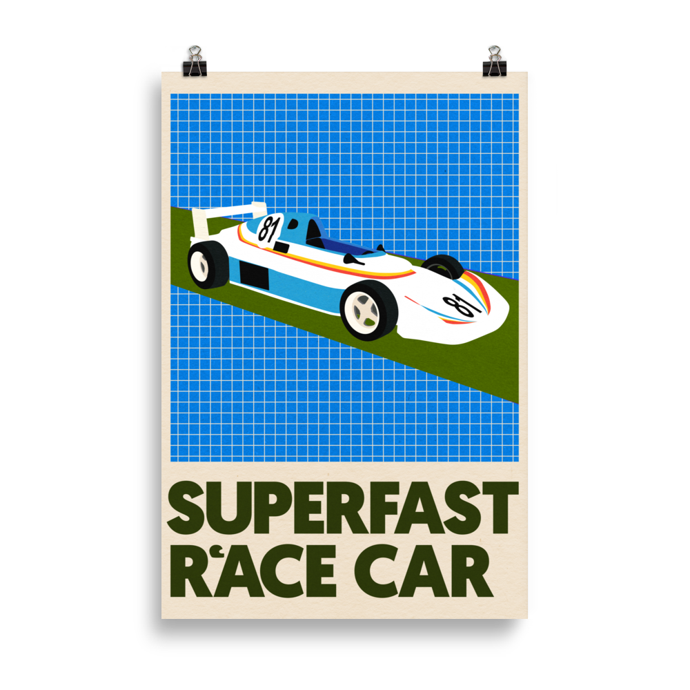 Poster Art Print Illustration – Superfast Race Car