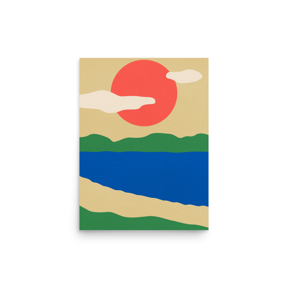 Poster Art Print Illustration – Summer By The Lakes (in)