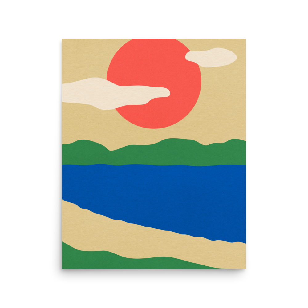 Poster Art Print Illustration – Summer By The Lakes (in)