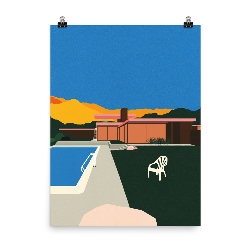 Poster Art Print Illustration – Kaufmann Desert House Poolside (in)