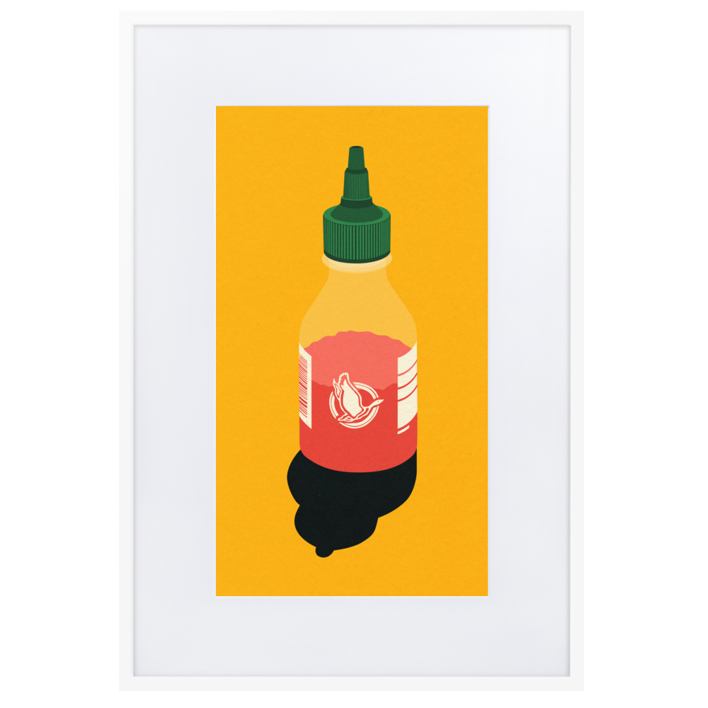 Framed Fine Art Print with White Border – Chili Sauce