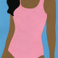 Pink Swimsuit Black Hair