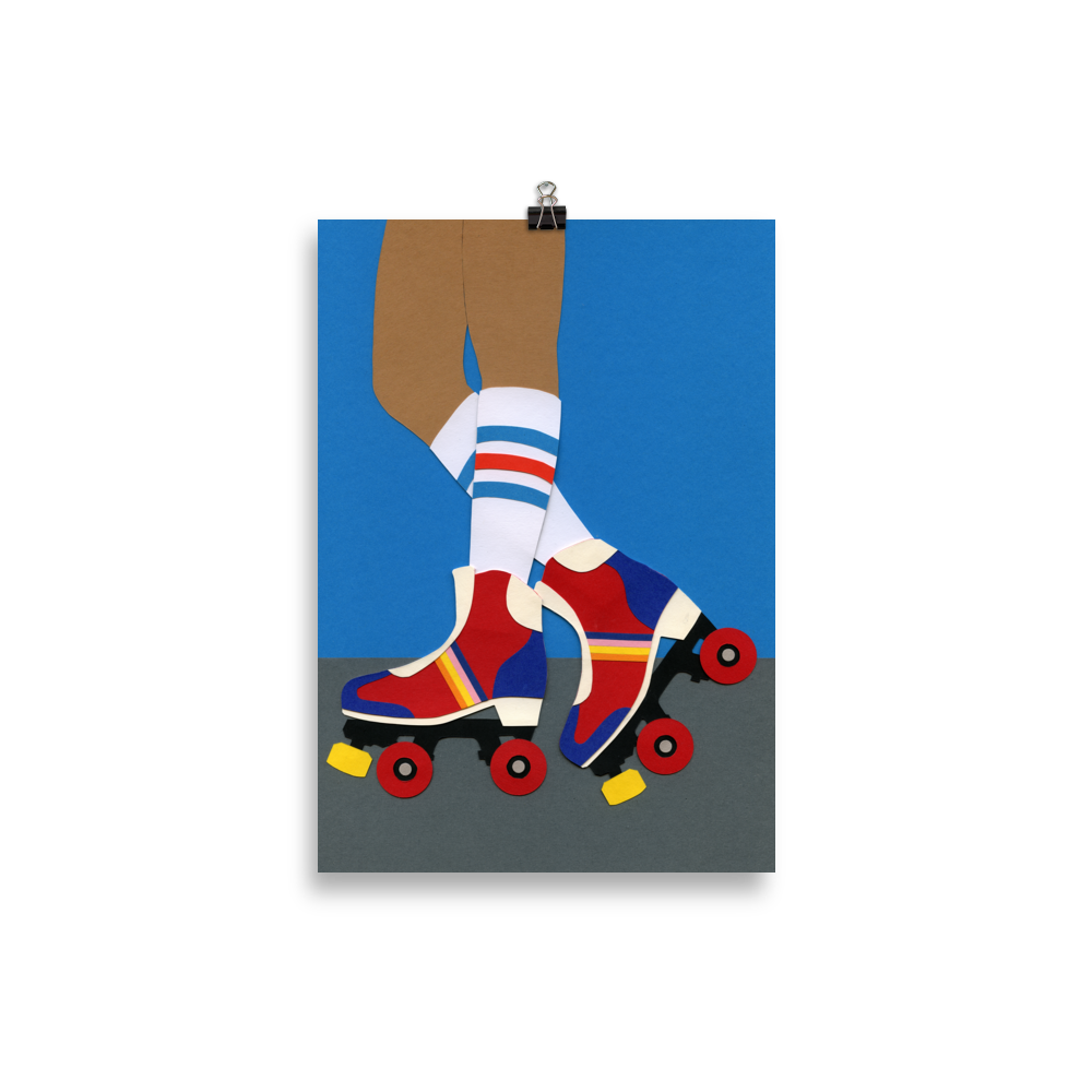 Poster Art Print Illustration - 70s Roller Girl