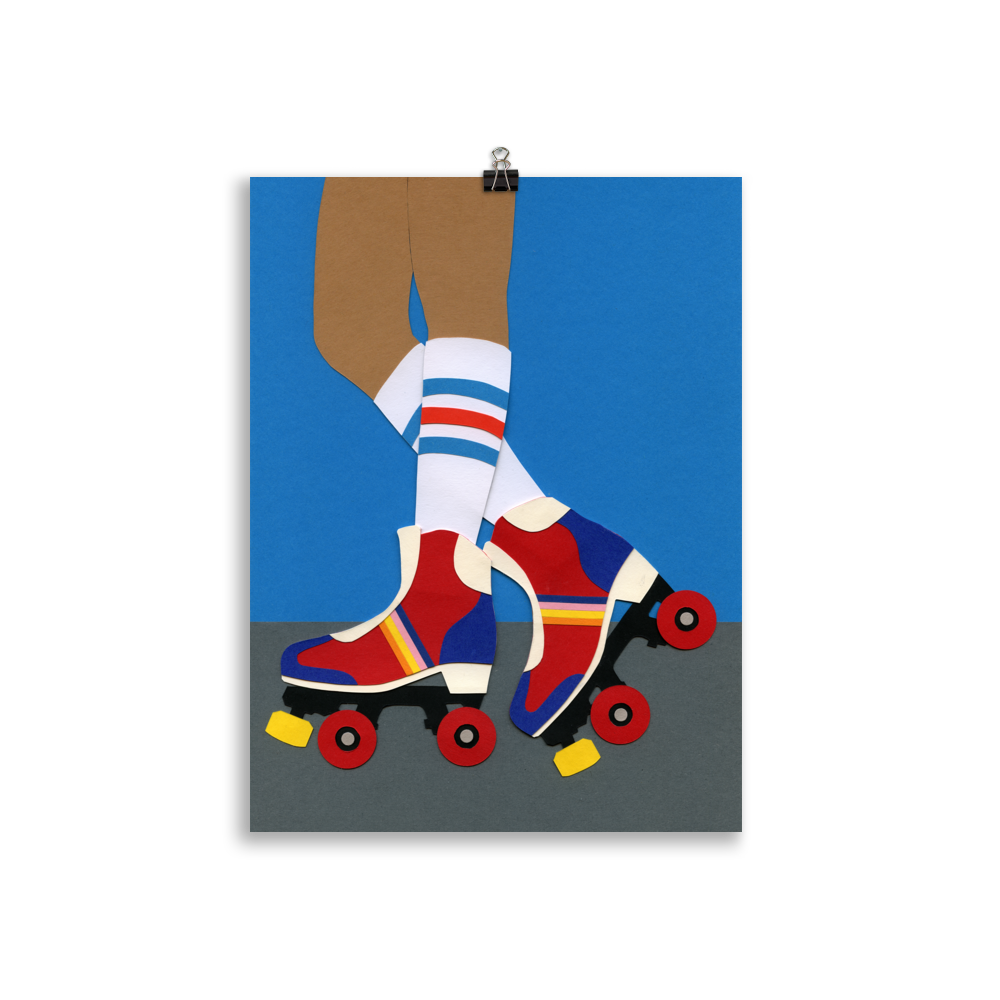 Poster Art Print Illustration - 70s Roller Girl