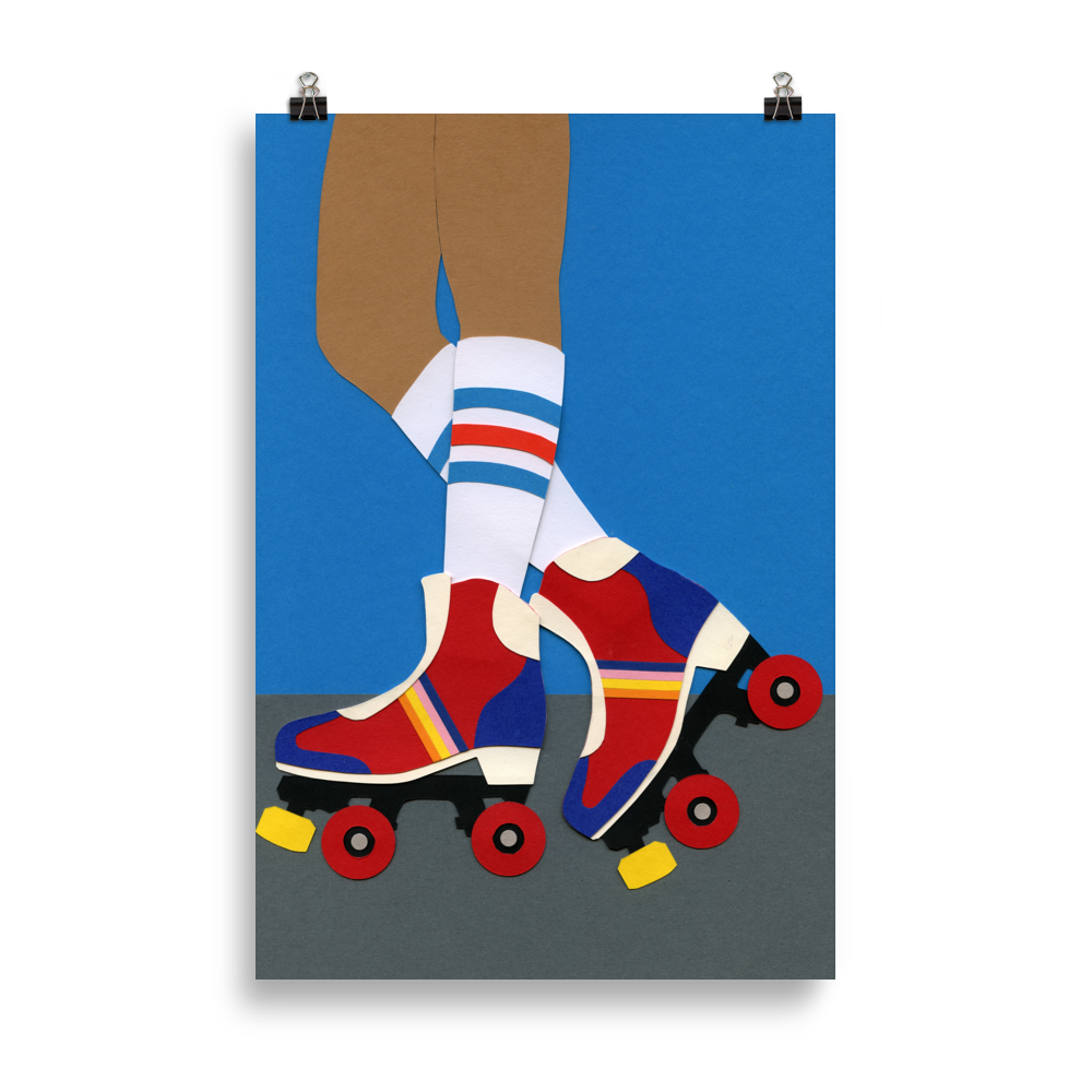 Poster Art Print Illustration - 70s Roller Girl