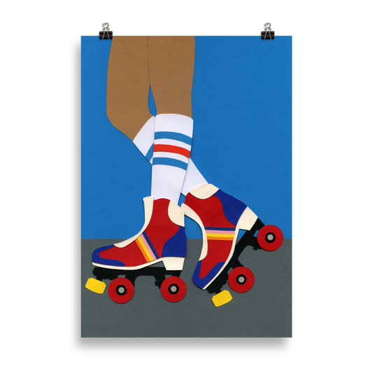 Poster Art Print Illustration - 70s Roller Girl