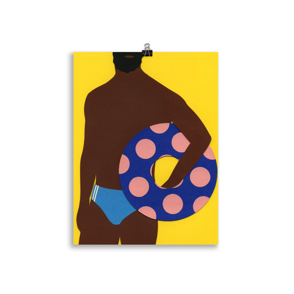 Poster Art Print Illustration - Man On The Beach