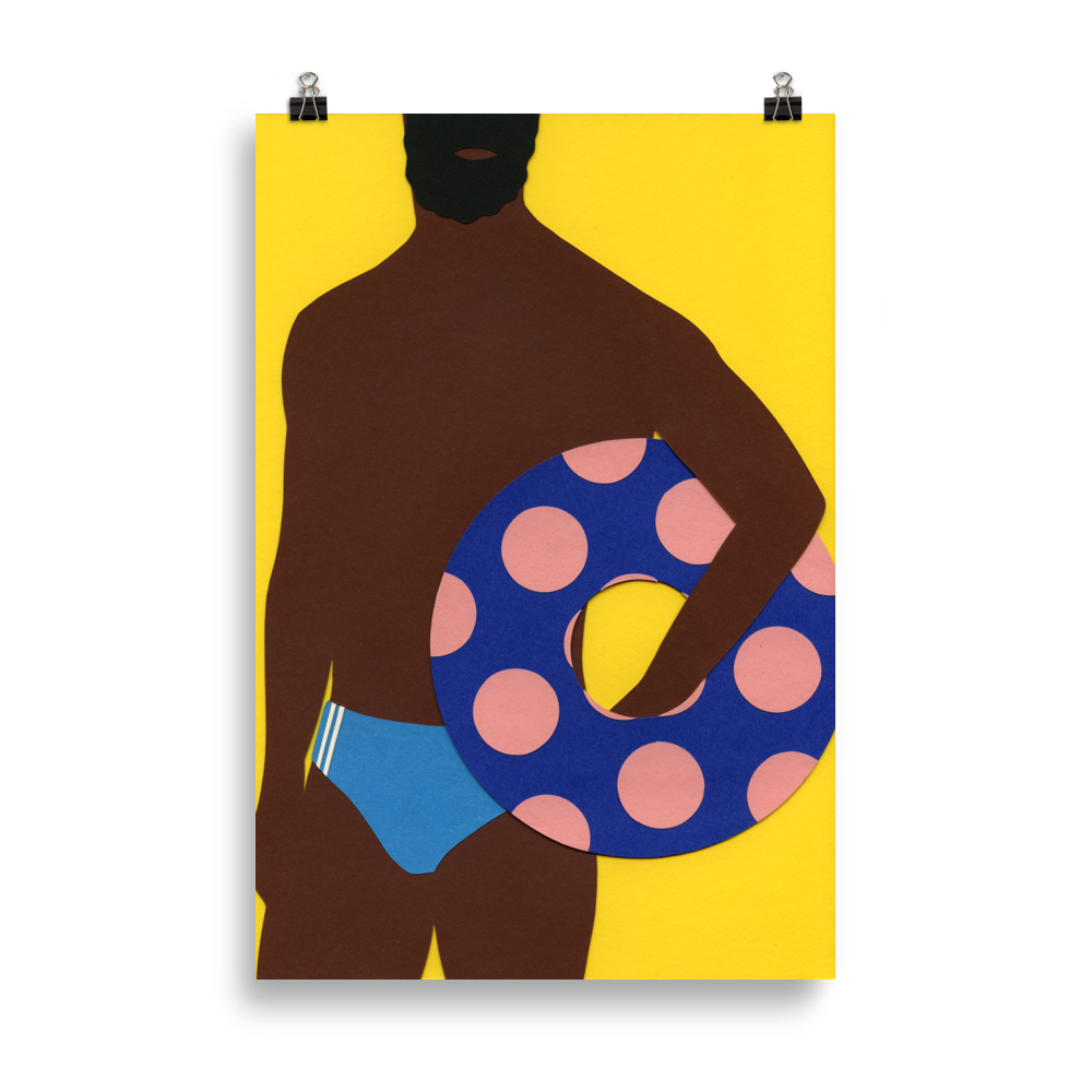 Poster Art Print Illustration - Man On The Beach