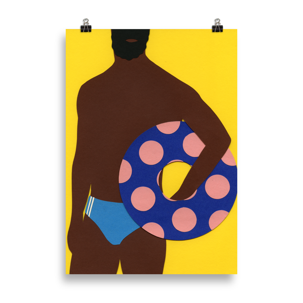 Poster Art Print Illustration - Man On The Beach