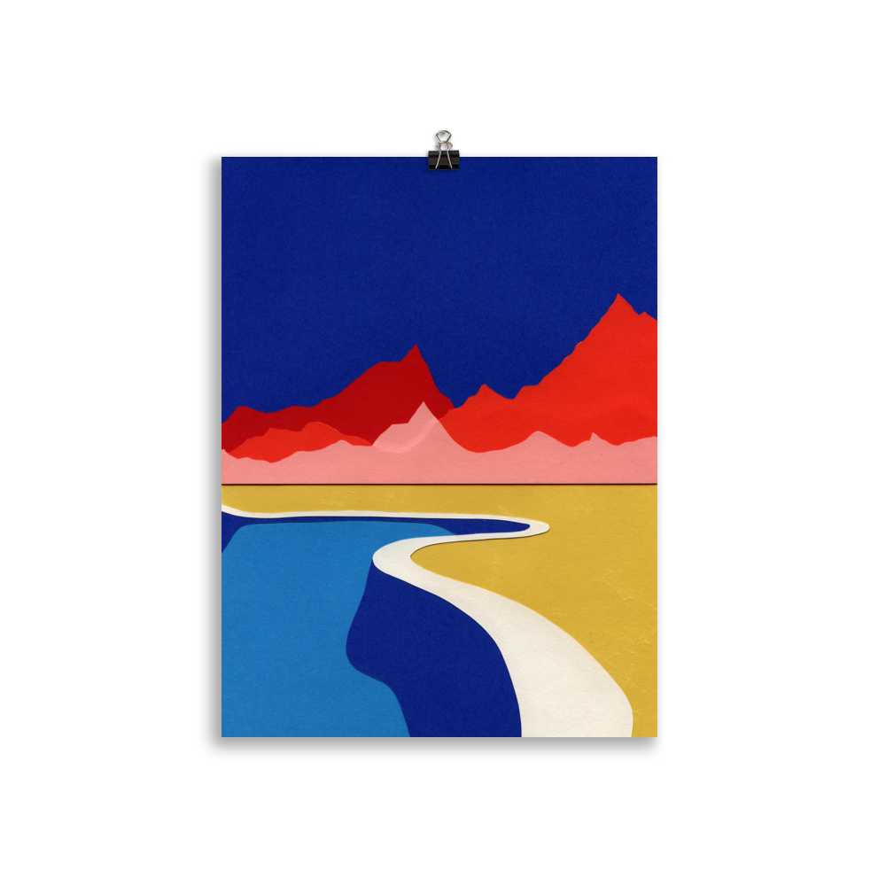 Poster Art Print Illustration – Red Hills Desert Pool