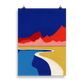 Poster Art Print Illustration – Red Hills Desert Pool
