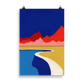Poster Art Print Illustration – Red Hills Desert Pool