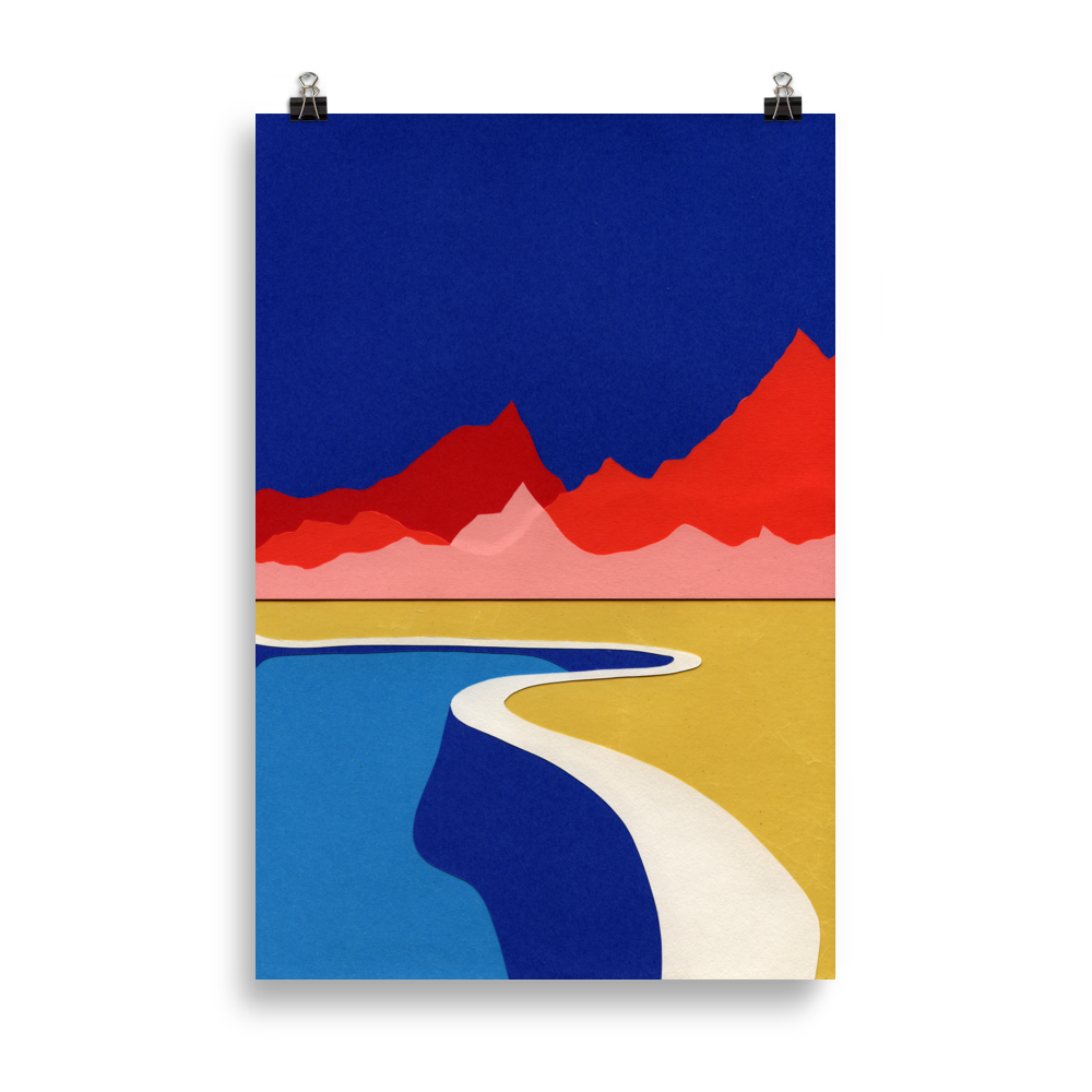 Poster Art Print Illustration – Red Hills Desert Pool