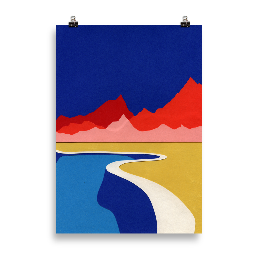 Poster Art Print Illustration – Red Hills Desert Pool
