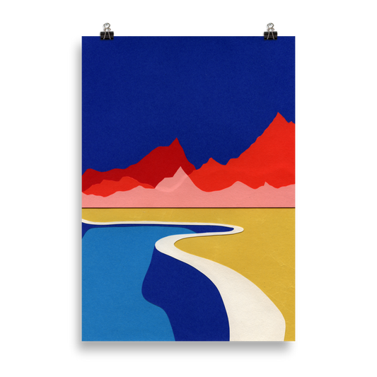 Poster Art Print Illustration – Red Hills Desert Pool