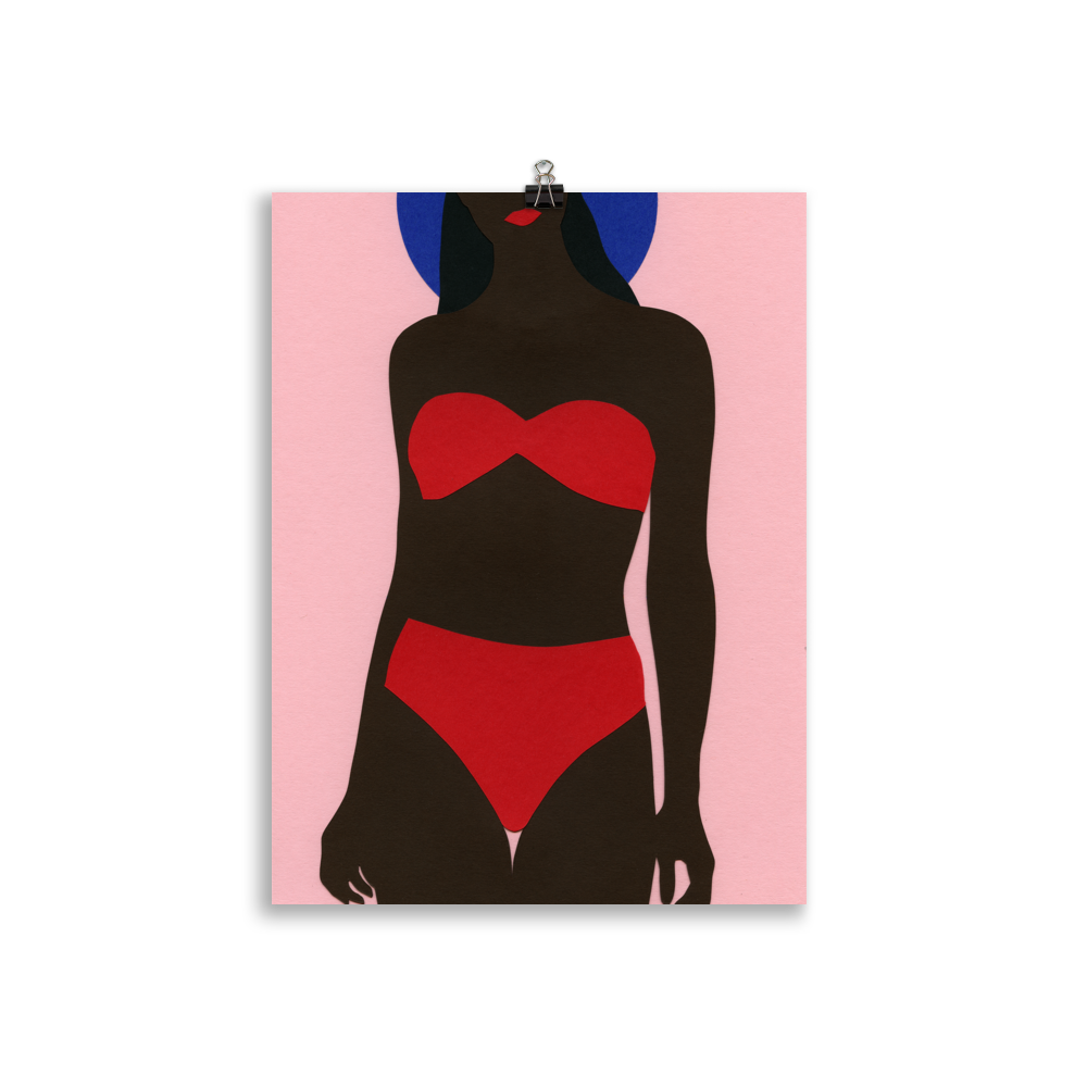 Poster Art Print Illustration - Woman On The Beach