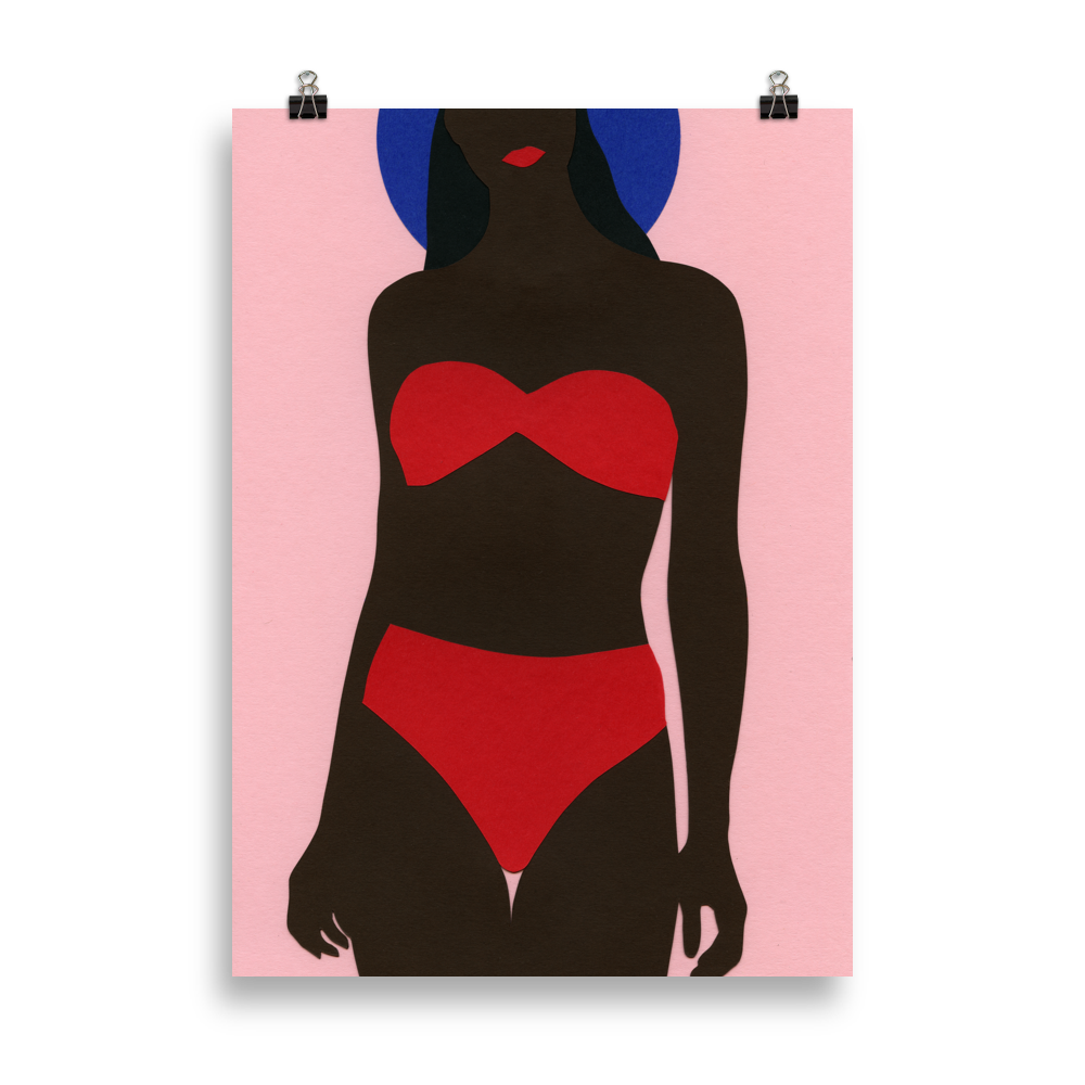 Poster Art Print Illustration - Woman On The Beach