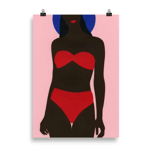 Poster Art Print Illustration - Woman On The Beach