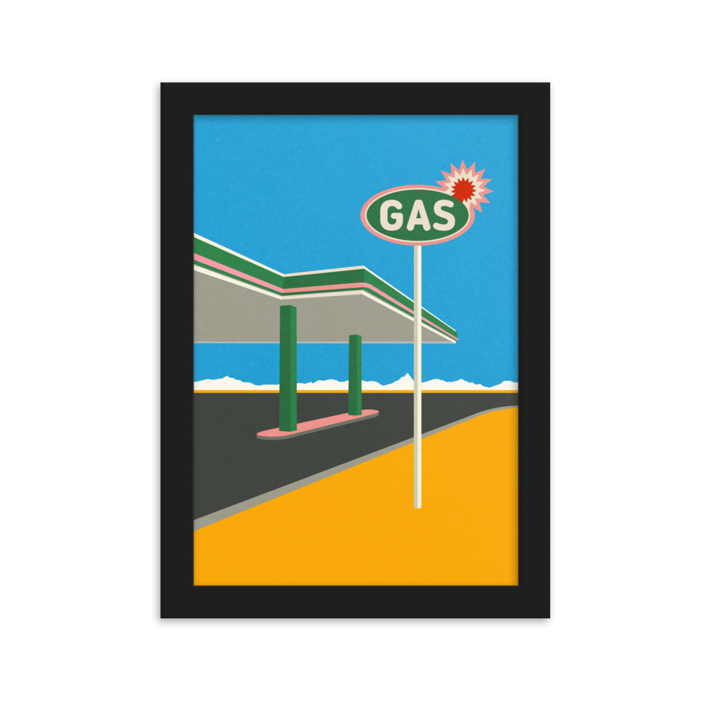 Framed Poster Art Print Illustration – Spark Gas Station