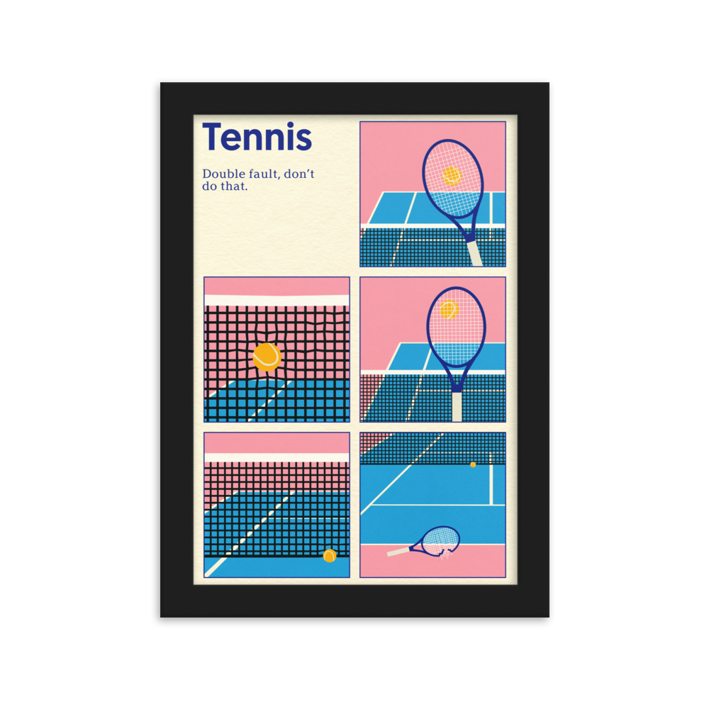 Framed Poster Art Print Illustration – Tennis Double Fault