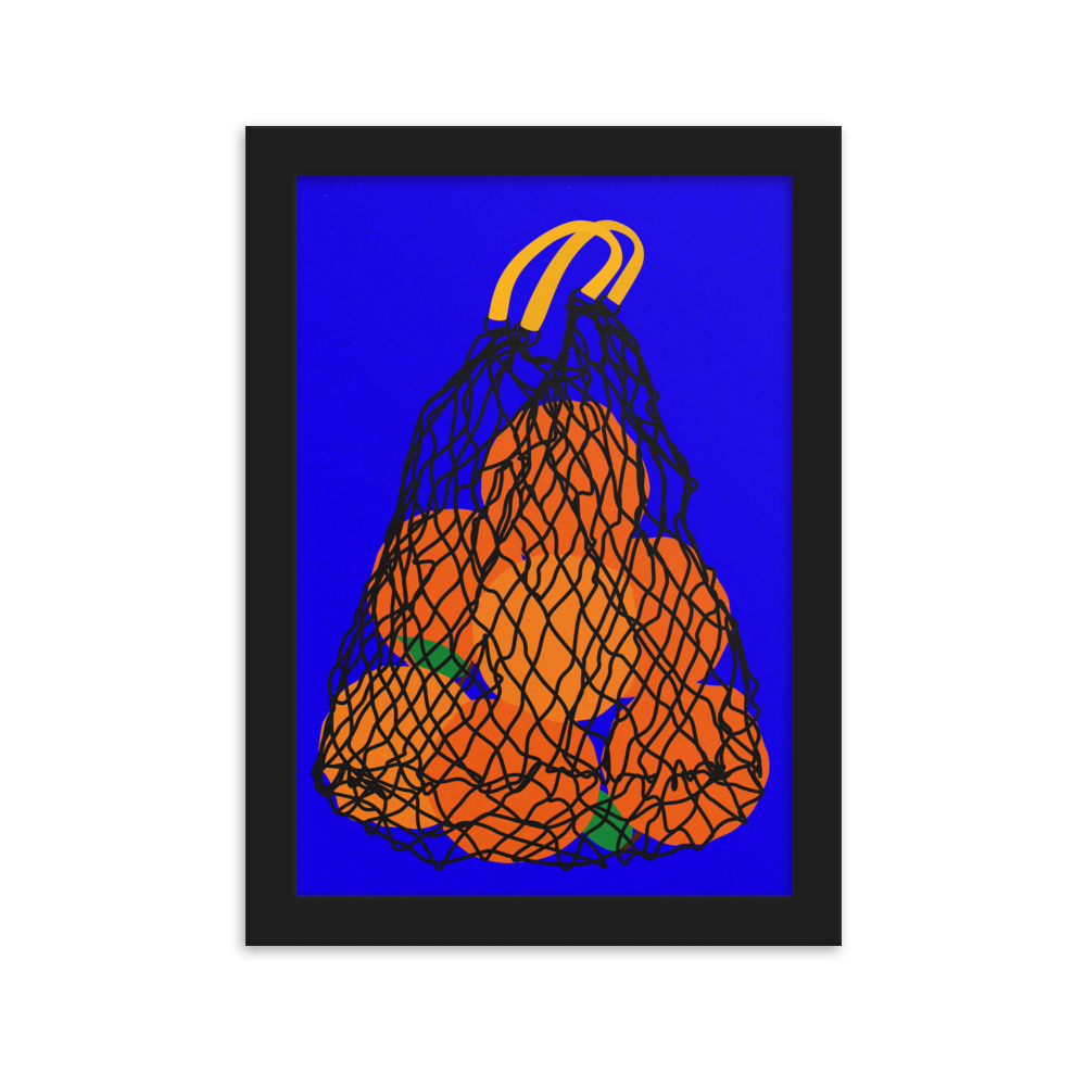 Framed Fine Art Print – Oranges In A Net Bag