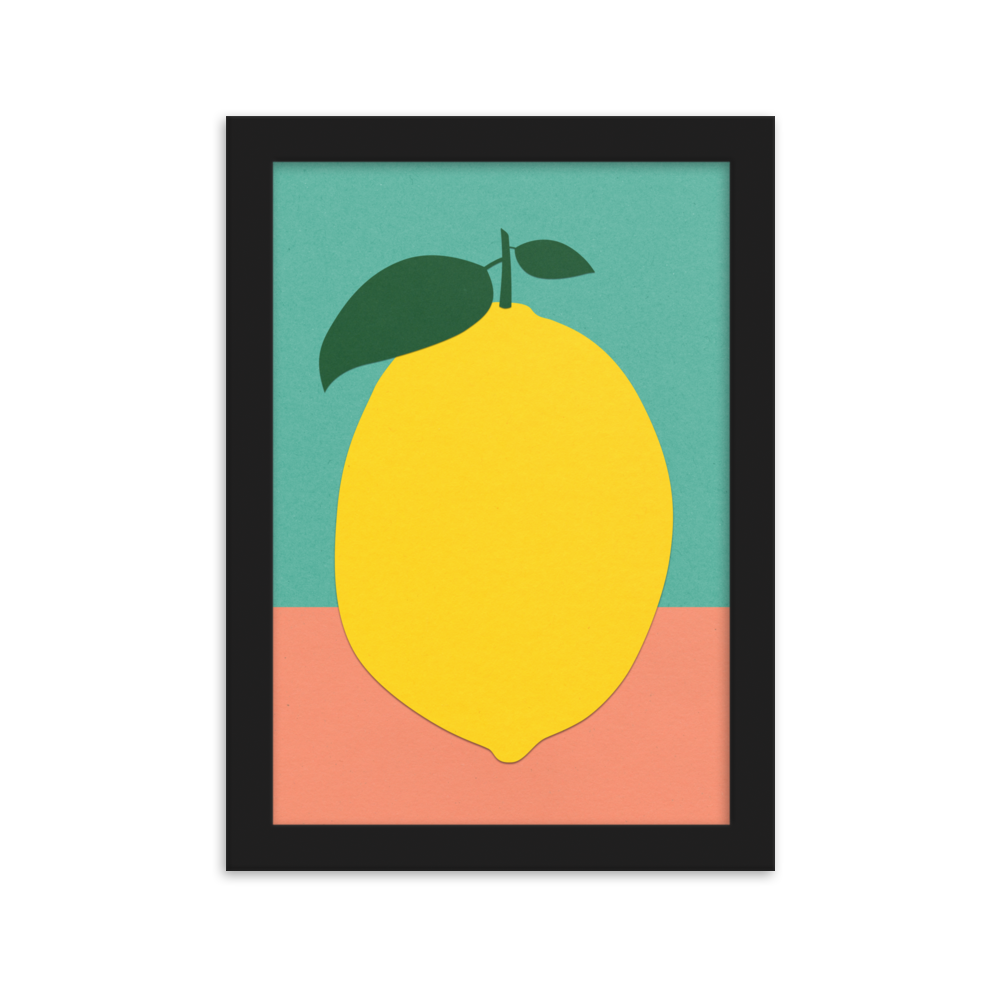 Framed Fine Art Print – Lemon With Two Leaves