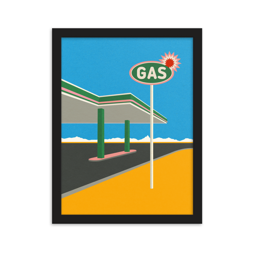 Framed Poster Art Print Illustration – Spark Gas Station