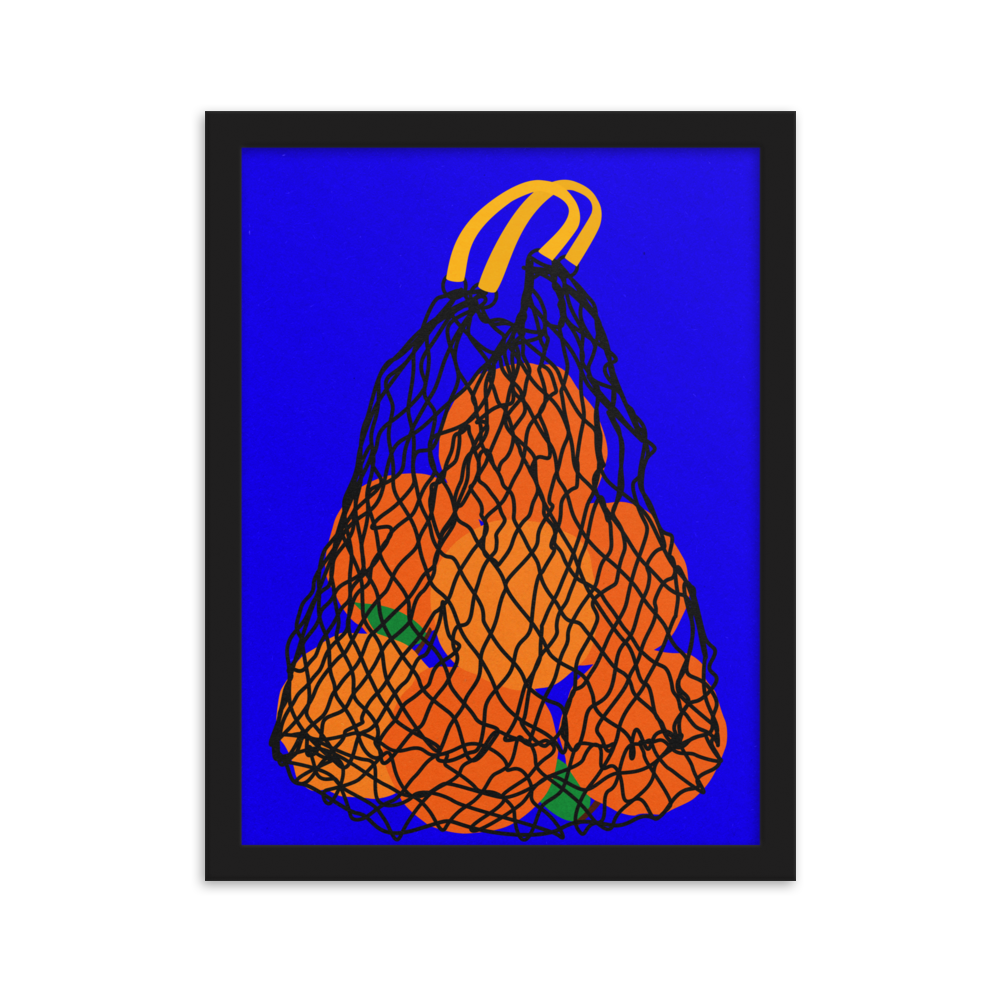 Framed Fine Art Print – Oranges In A Net Bag