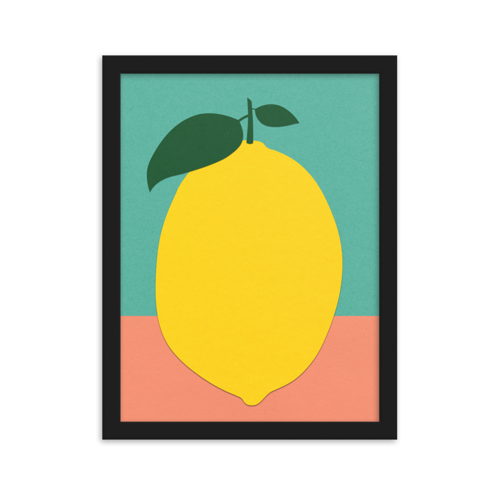 Framed Fine Art Print – Lemon With Two Leaves