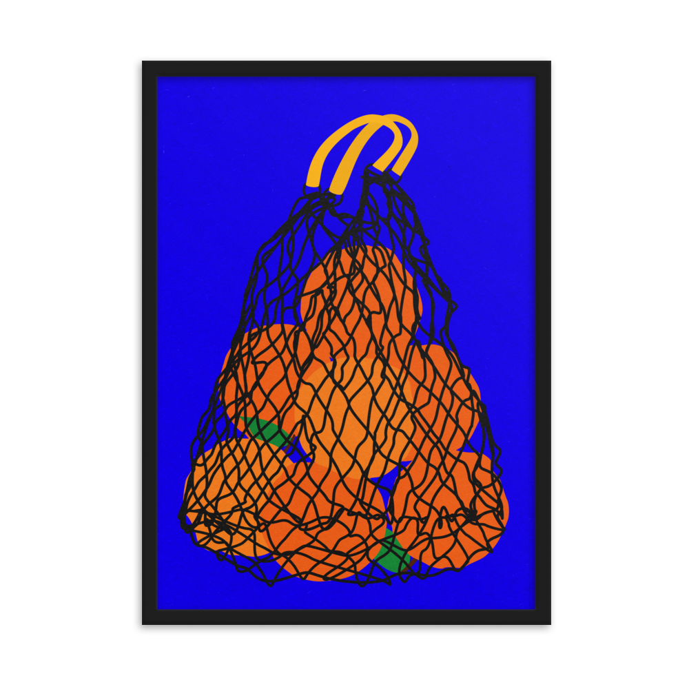 Framed Fine Art Print – Oranges In A Net Bag