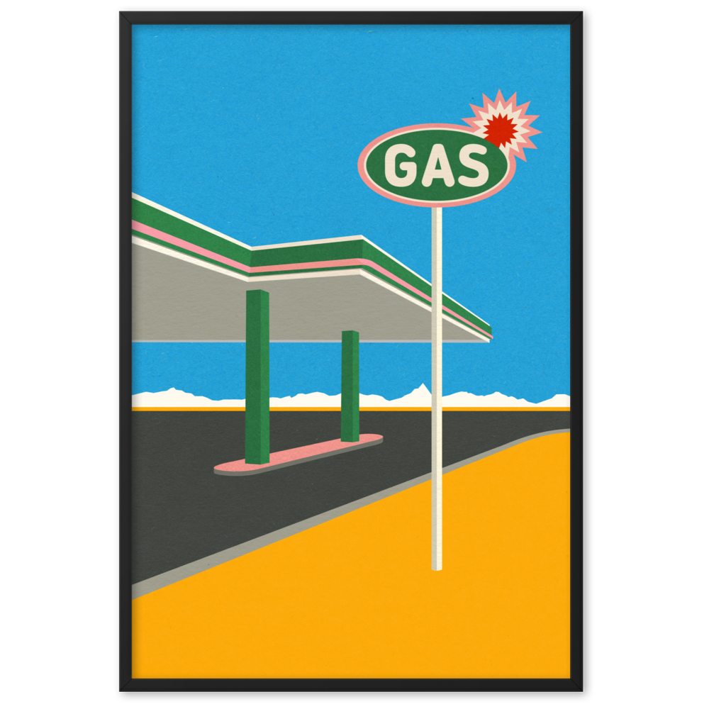 Framed Poster Art Print Illustration – Spark Gas Station