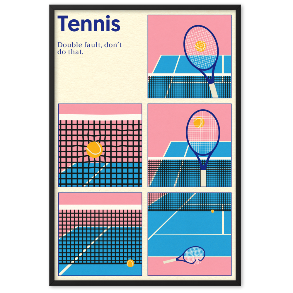 Framed Poster Art Print Illustration – Tennis Double Fault