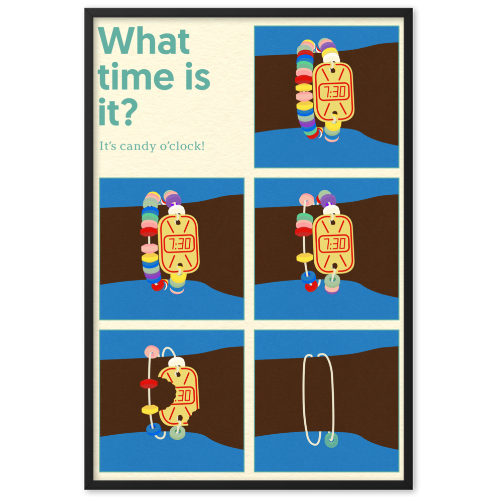 Framed Poster Art Print Illustration – Candy Clock