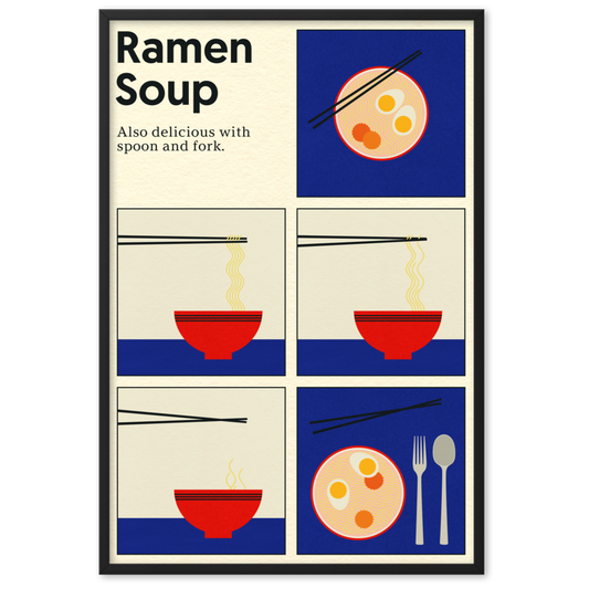 Framed Poster Art Print Illustration – Ramen Soup