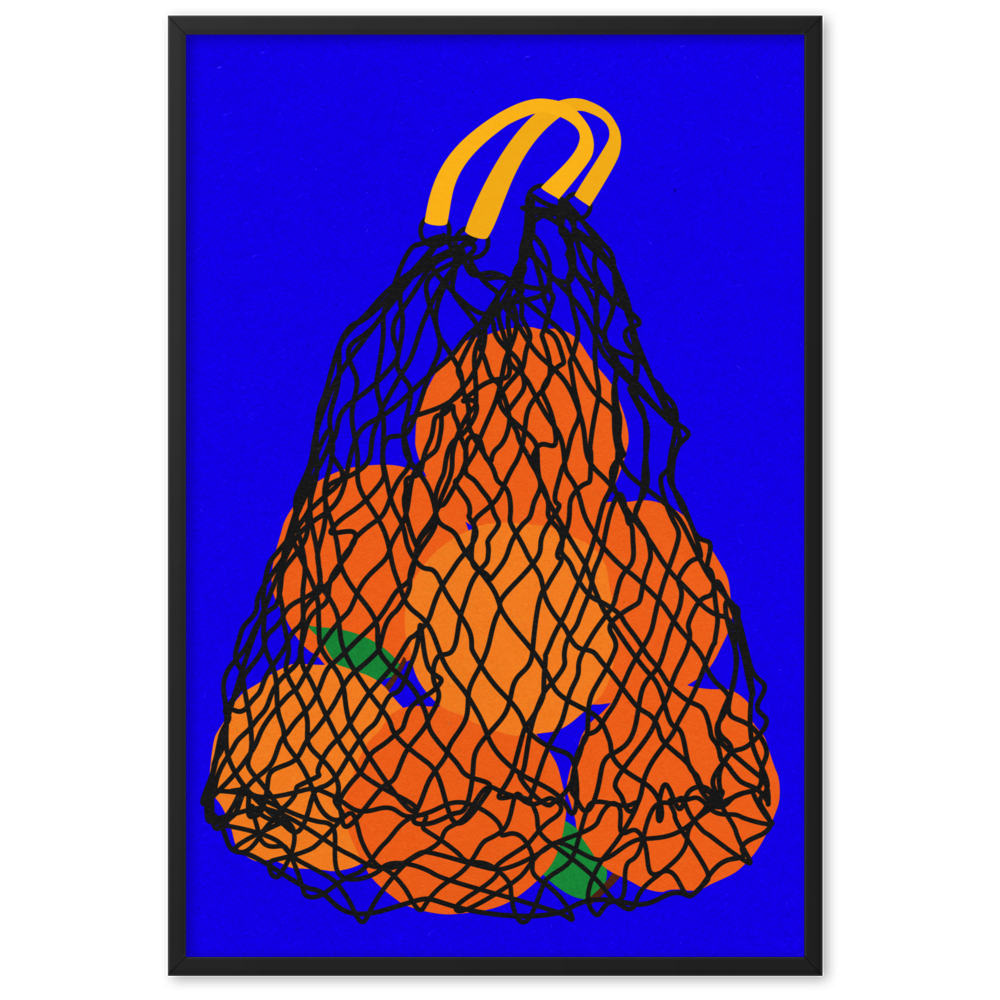 Framed Fine Art Print – Oranges In A Net Bag