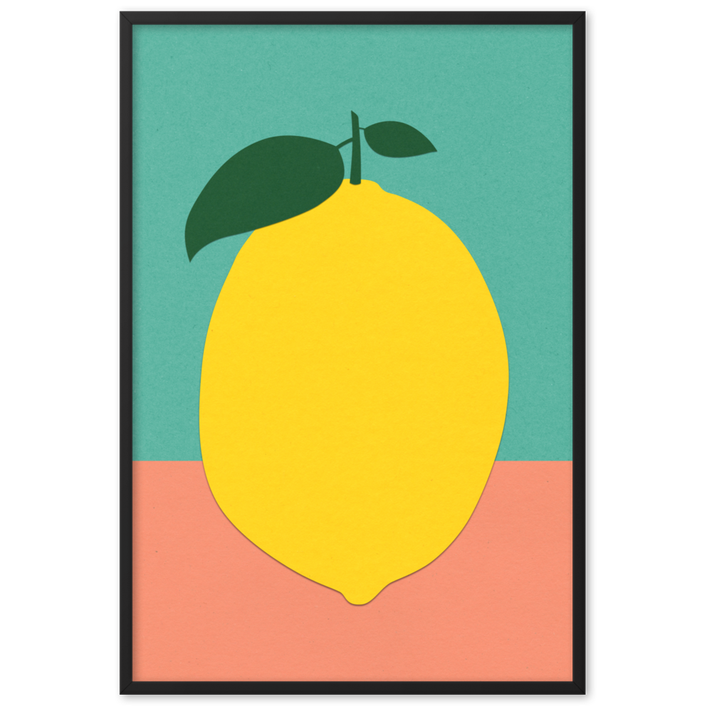 Framed Fine Art Print – Lemon With Two Leaves