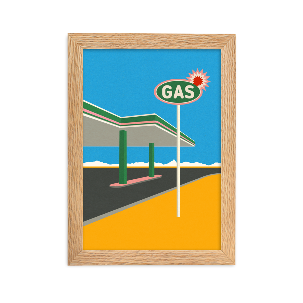 Framed Poster Art Print Illustration – Spark Gas Station