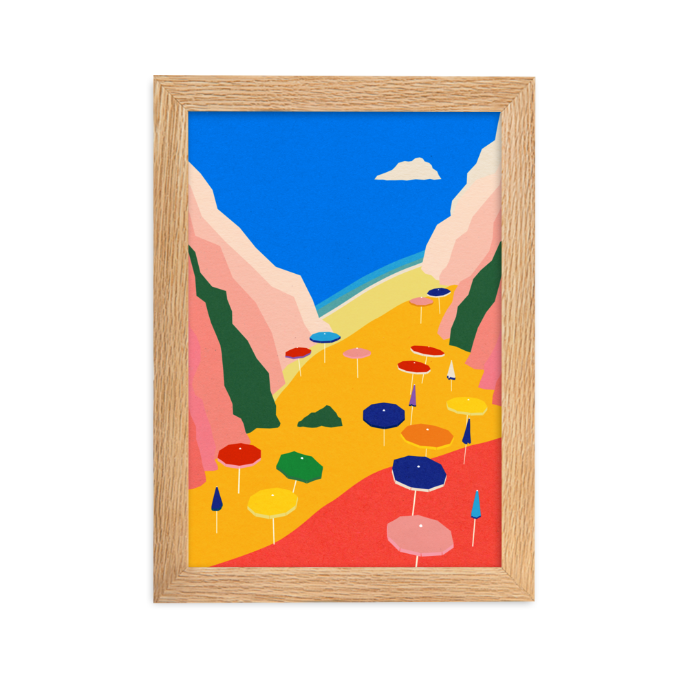 Framed Poster Art Print Illustration – Lido Liguria