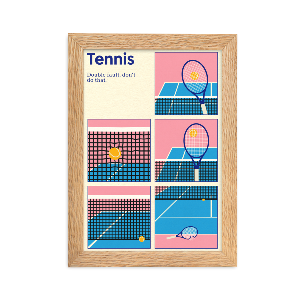 Framed Poster Art Print Illustration – Tennis Double Fault