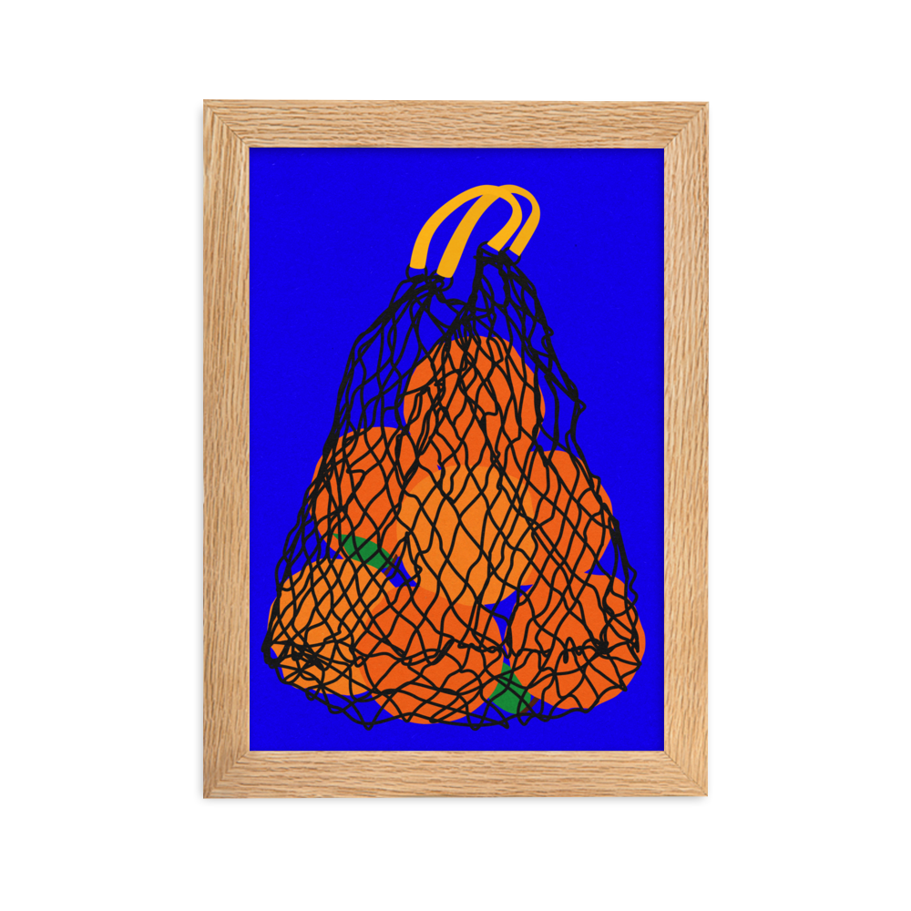 Framed Fine Art Print – Oranges In A Net Bag