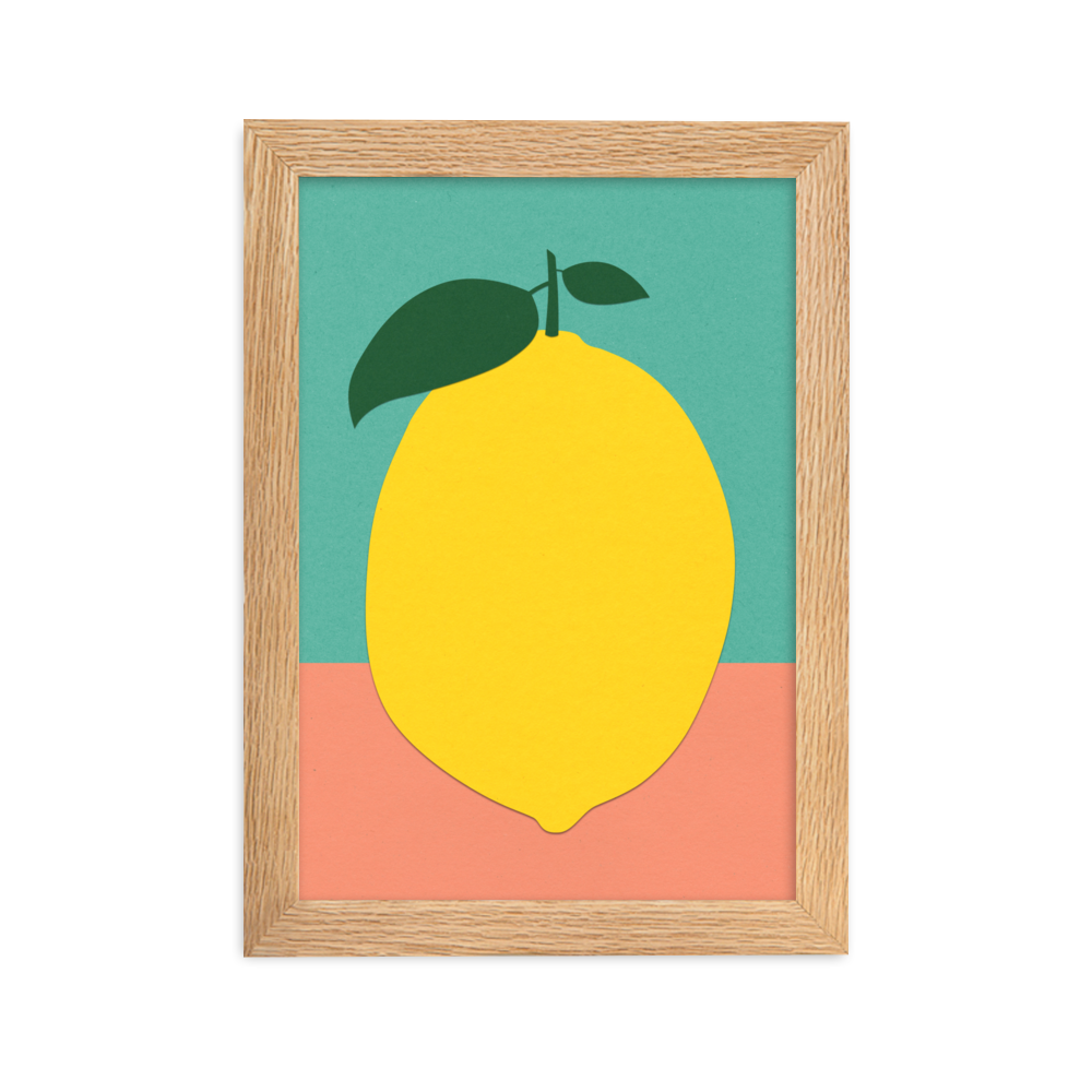 Framed Fine Art Print – Lemon With Two Leaves