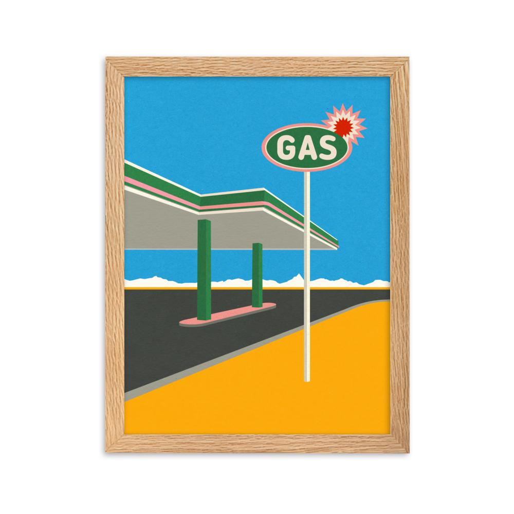 Framed Poster Art Print Illustration – Spark Gas Station
