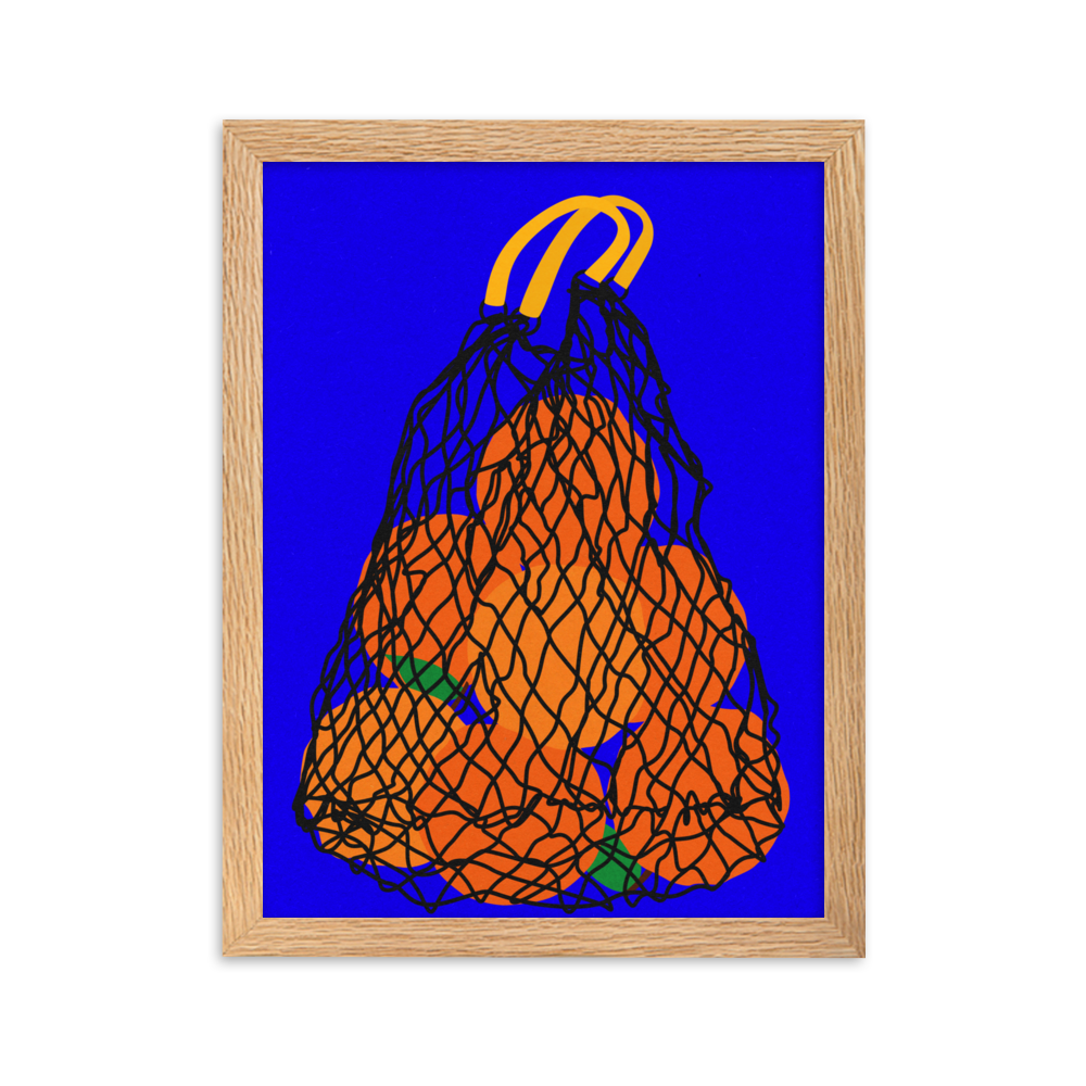 Framed Fine Art Print – Oranges In A Net Bag