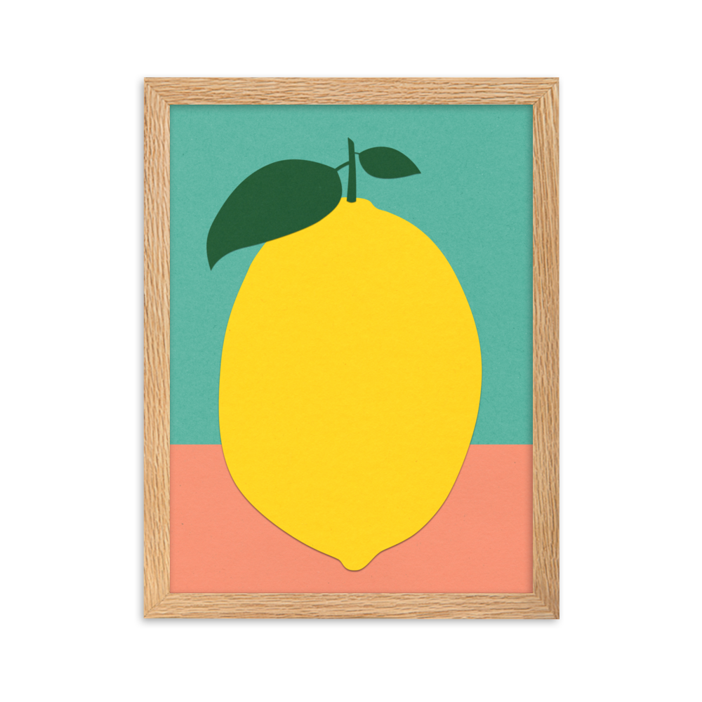 Framed Fine Art Print – Lemon With Two Leaves