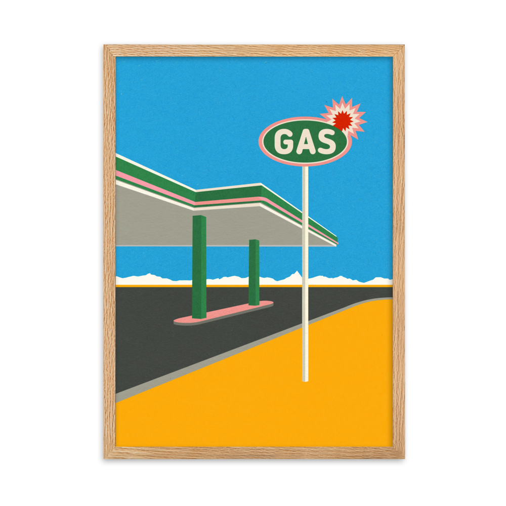 Framed Poster Art Print Illustration – Spark Gas Station