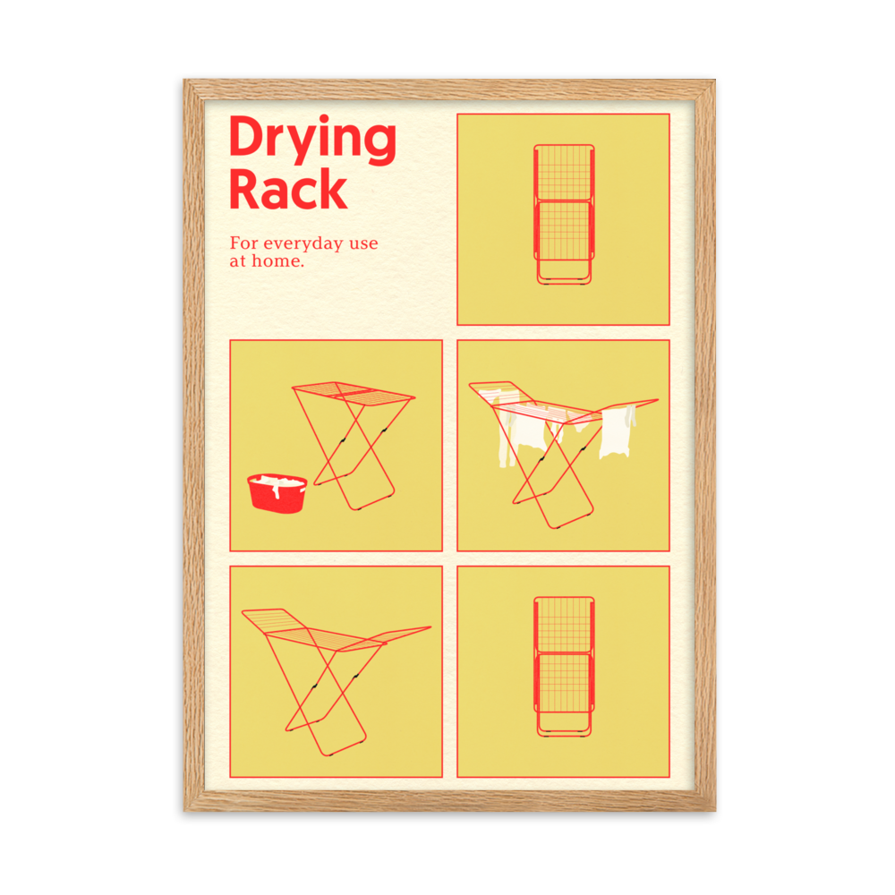 Framed Poster Art Print Illustration – Drying Rack