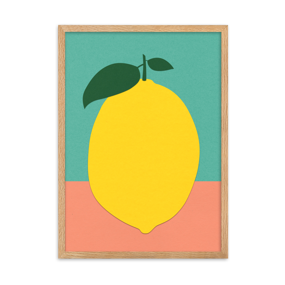 Framed Fine Art Print – Lemon With Two Leaves