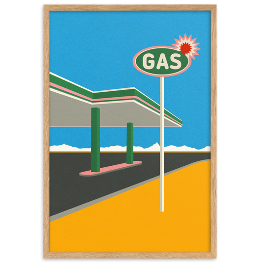 Framed Poster Art Print Illustration – Spark Gas Station